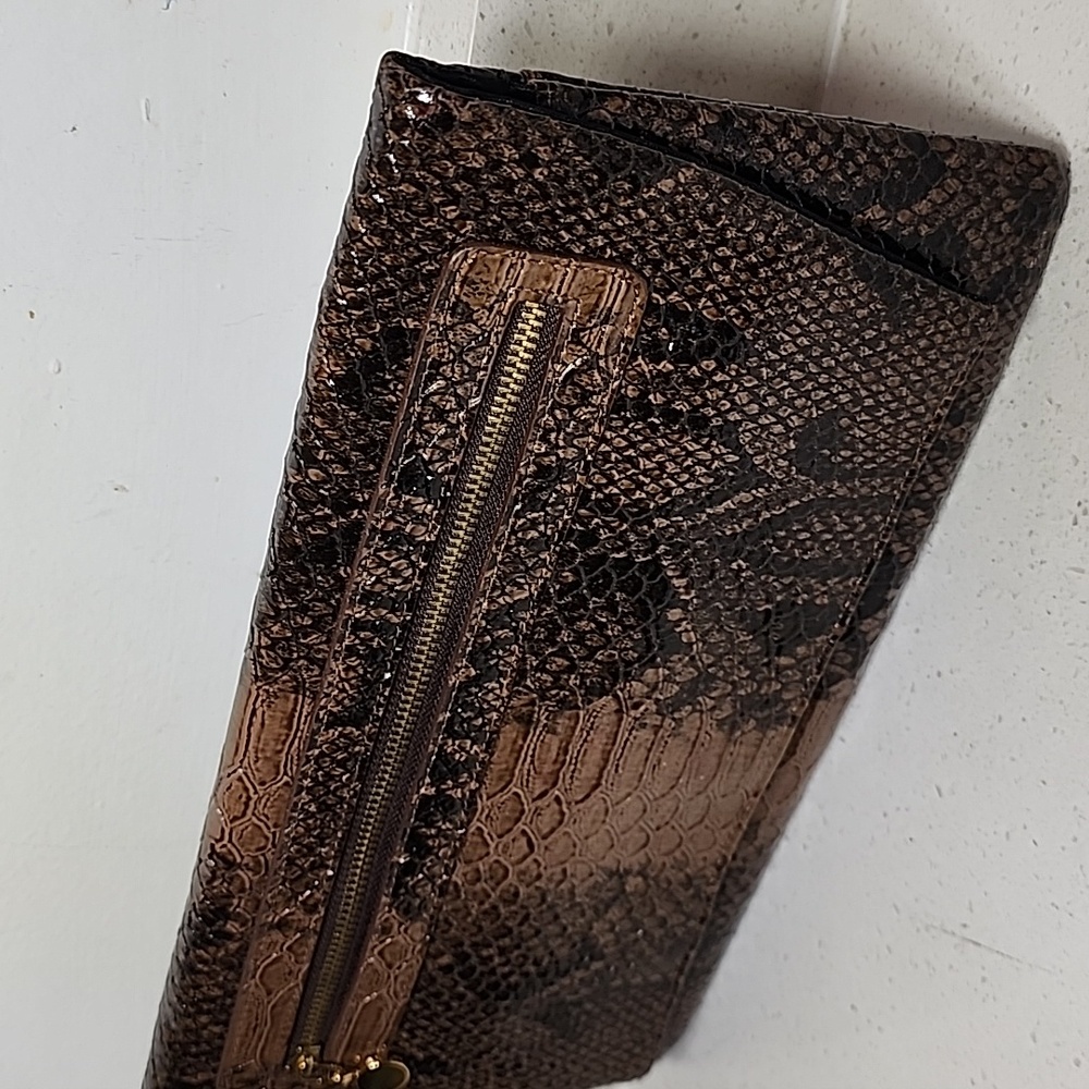 Brown Snakeskin Clutch. New No Tags